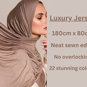 Hijab JERSEY LUXURY large scarf shawl headscarf  folded sewn edges headwrap premium quality Stretchy 180cm x 80cm gift for her eid gift