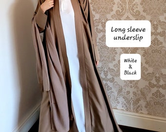 Abaya SLIP/UNDERSLIP / abaya innerslip bianco/ abito a sottoveste lungo a manica LUNGA / abito abaya per donne / abaya dubai / maxi abito /eid regalo /