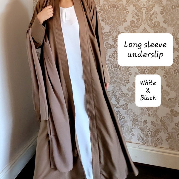 Abaya SLIP/UNDERSLIP / abaya innerslip white| LONG sleeve long slip dress | abaya dress for women | abaya dubai | maxi dress |eid gift |