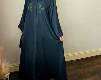 ABAYA green open handwork style abaya, hijab abaya dubai abaya open uae abaya with hijab