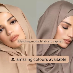 MODAL HIJAB & CAP set modal scarves and undercap jersey set shawl matching set premium dubai hijab emirati hijab gift set, jersey set