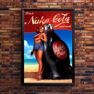 Fallout Poster Nuka Cola and Smile Pin Up Video Game Poster Gaming Fallout