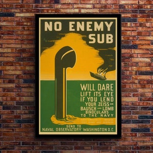 No Enemy Sub - World War 2 Era Poster - WW2 Vintage Poster