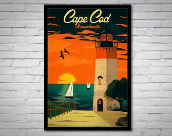 Cape Cod - Massachusetts - Vintage Travel Poster