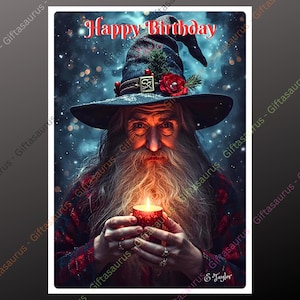 Personalised Birthday Card Eco Friendly Plantable Seeded wiccan pagan gothic Fantasy Cosplay Wizard Merlin Warlock Male Witch