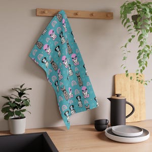 Tea Towels, Colorful dog themed, Whimsical Pet Kitchen Decor, Gifts for Dog Lovers, Farmhouse Style Kitchenware, Fun Dog Gifts, dog towel,