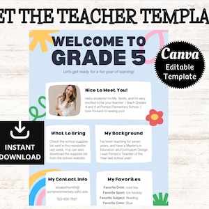 Editable Meet The Teacher Sign, Back to School Printable Flyer, Instant Download, Teacher Newsletter, Rainbow Meet The Teacher
