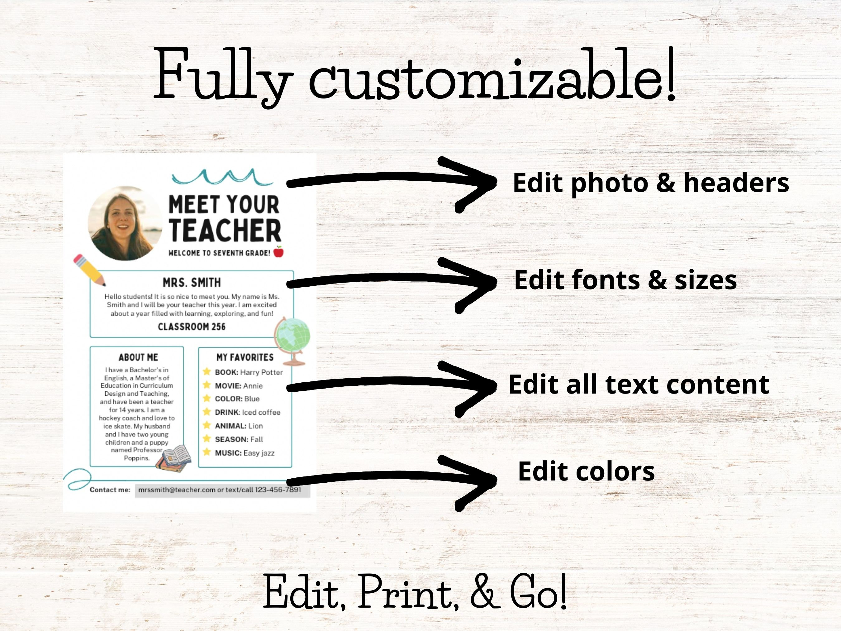 Editable Meet The Teacher Template Back To School Printable Etsy Israel