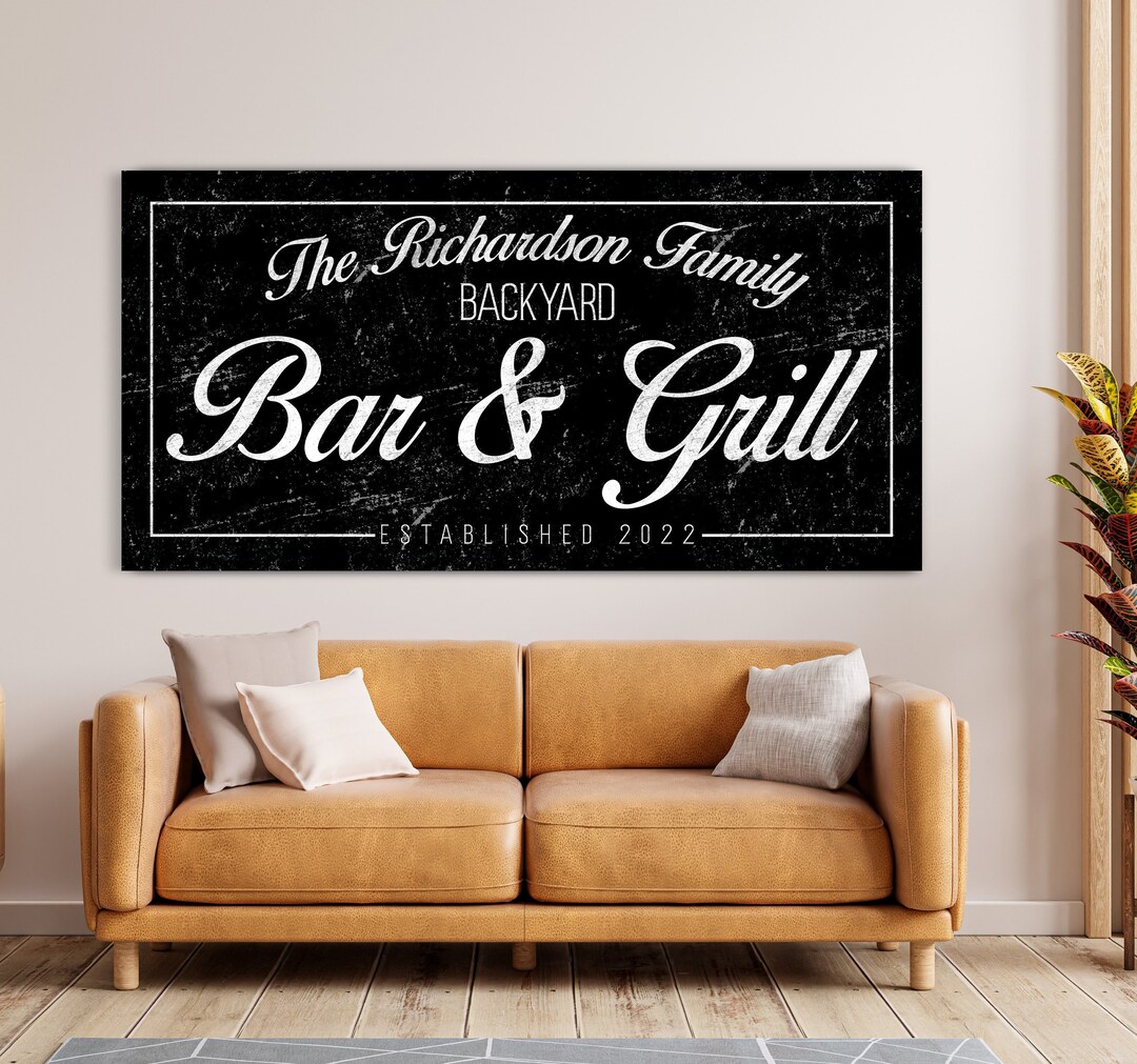 Personalized Backyard Bar & Grill Sign Family Name Sign Home Etsy
