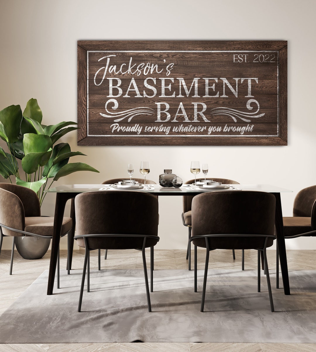 Personalized Basement Bar Sign Basement Bar Decor Custom Bar Etsy