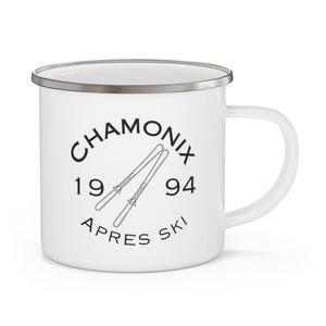 Chamonix après ski Enamel Camping Mug for ski lovers
