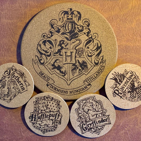 Harry Potter theme personalized cork coasters and trivets