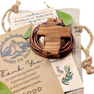 Genuine Bethlehem Olivewood Cross Necklace
