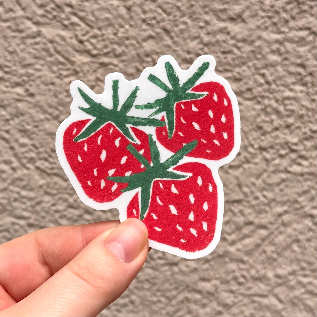 Sweet Strawberry Vinyl Sticker | Weatherproof Laptop Decal - Etsy
