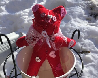 Vali the Valentine's bear, hand sewn