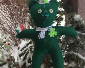 Pattie the St. Patrick's bear, hand sewn