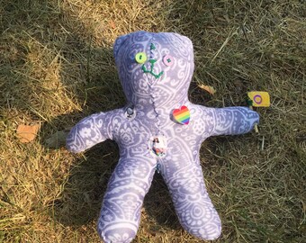 Intisi the Intersex pride bear - hand sewn