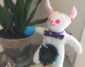 Petey Fluffitail the bunny, and Fuzzball the chick - Easter special hand-sewn