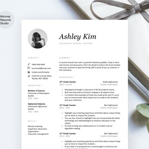 The Ashley Minimal Teacher&#39;s Resumé for Word, Pages, and Google Docs