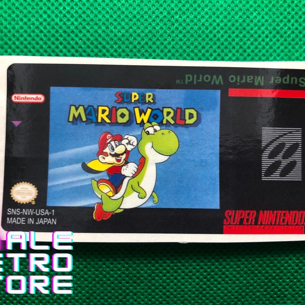 Super Mario World Super Nintendo Replacement Label Sticker Glossy Finish UNCUT