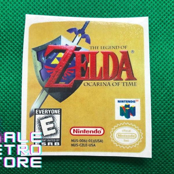 The Legend of Zelda Ocarina of Time Nintendo 64 Replacement Label Sticker Glossy Finish UNCUT