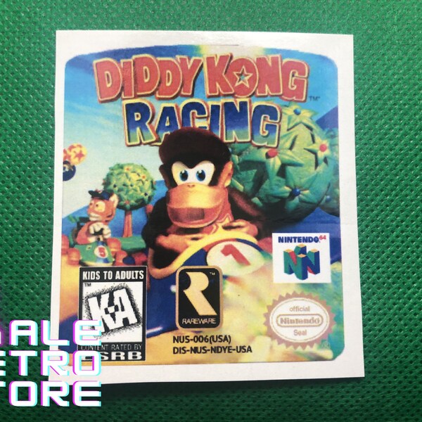 Diddy Kong Racing Nintendo 64 Replacement Label Sticker Glossy Finish UNCUT
