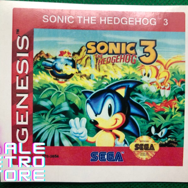 Sonic The Hedgehog 3 Sega Genesis Replacement Label Sticker Glossy Finish UNCUT