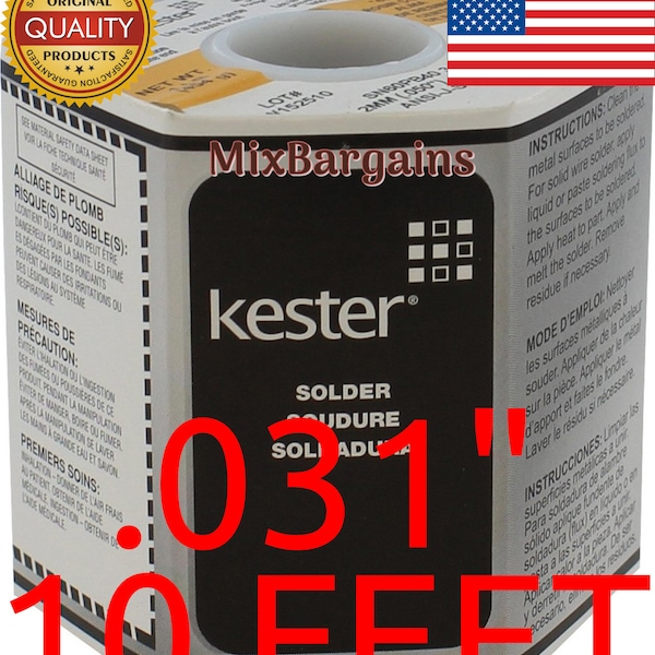 Genuine KESTER Solder 60/40, 0.031” (0.8mm) 3.3% Rosin Flux, 24-6040-0027/44, 10 FEET