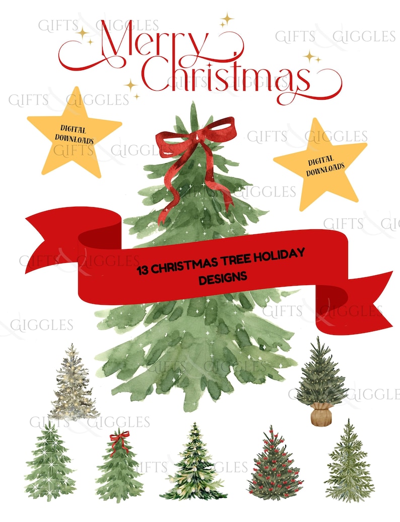 Chistmas Tree Digital Download Holiday Cards,tags,design,decor ...