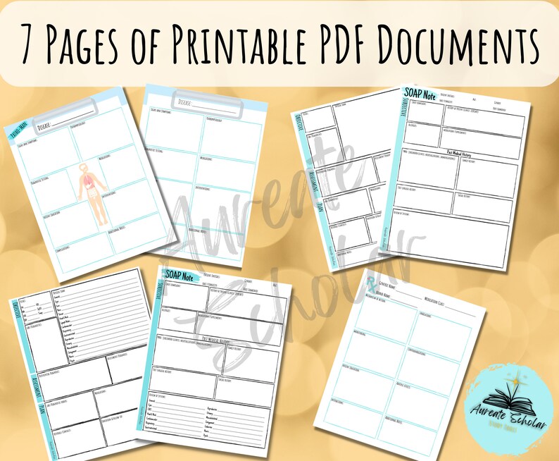 Printable Study Templates: Pharmacology, Pathophysiology, and SOAP Note Templates, Medication study template image 2