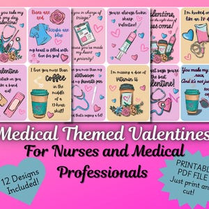 Tarjetas de San Valentín con temática médica para enfermeras y profesionales de la salud
