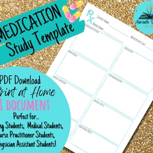 Printable Medication/pharmacology Notes Template - Etsy