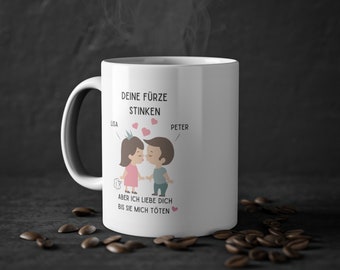 Personalisierte Tasse | Deine Fürze stinken | Individuell mit Namen beidseitig bedruckt  | Kostenloser Versand in DE