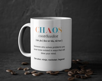 Taza personalizada | Coordinador CAOS | Impresión panorámica | Impreso individualmente con nombre | Regalo | Envío gratuito en DE