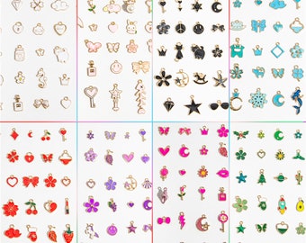 30pcs/lot Multicolor Assorted Style Gold Enamel Charms for DIY Jewelry Making Accessories Craft Supplies