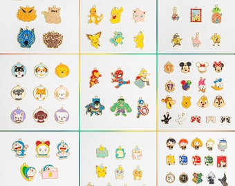 Cartoon Charms Set Assorted Style Gold Enamel Charms for DIY Jewelry Making Accessories Craft Supplies