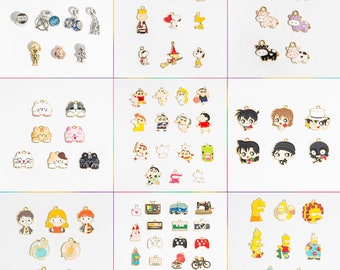 Cartoon Charms Set Assorted Style Gold Enamel Charms for DIY Jewelry Making Accessories Craft Supplies