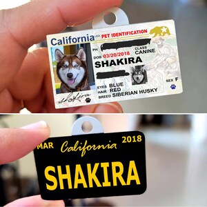 California ID Pet Photo Dog ID Tag California License Plate Double Sided Dog Cat Sublimated Aluminum Tag