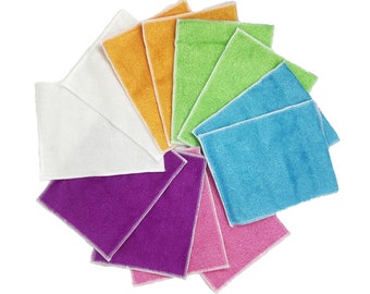 Bamboo Fiber Cleaning Cloth, Dish Towel, Kitchen Cleaning Rag (12 Pack 6 Colors)