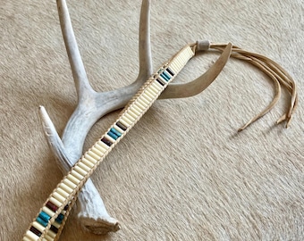Western Hatband Turquoise Cream Mahogany