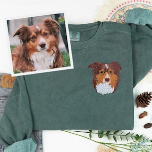 Comfort Color Custom Dog Face Embroidered Sweatshirt, Fathers Day Gift,Cat Sweatshirt, Dog Lover Sweatshirt, Personalized Pet Portrait Shirt