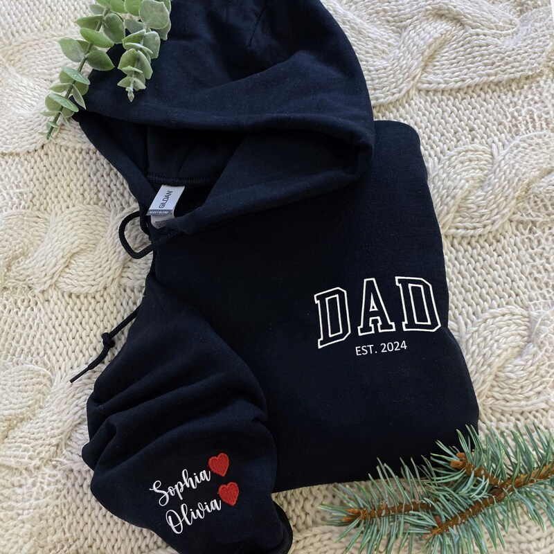 Embroidered papa est 2024 hoodie Etsy.de