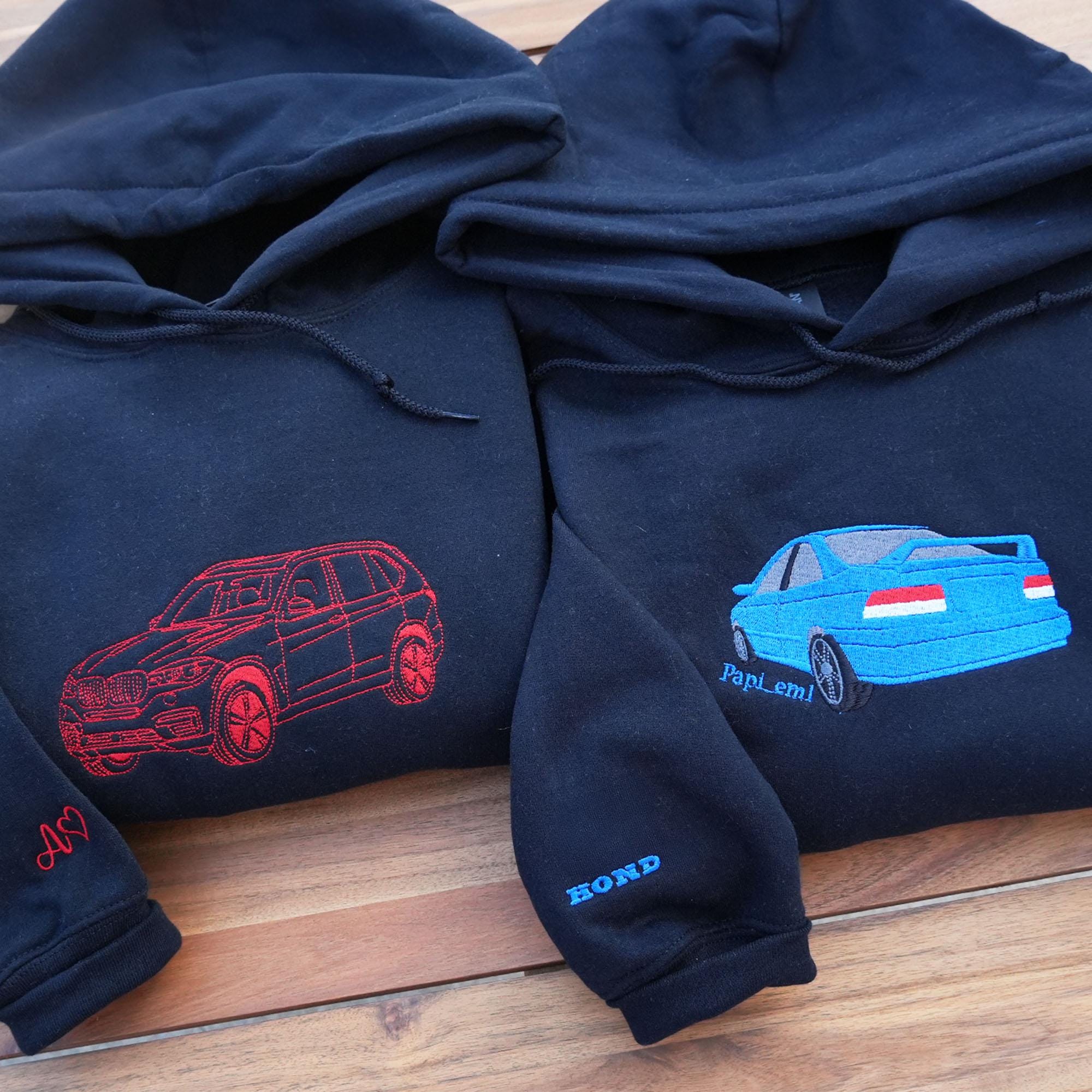 Custom Embroidered Car Sweatshirt - Personalized Car Sweater - Car Portrait From Photo Shirt - Classic Car - Race Car - Gift for Him,Husband