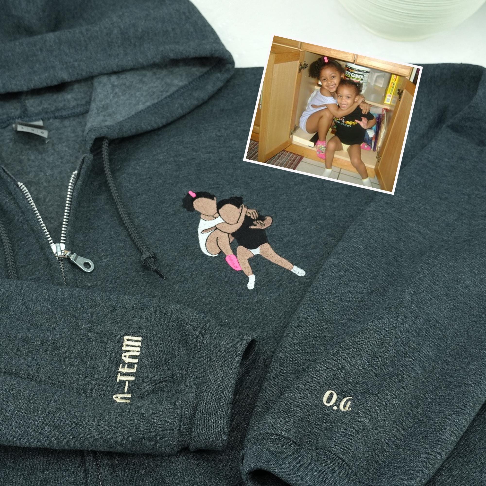 Embroidered Zip up Hoodie - Etsy Canada