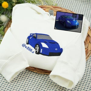 Custom Embroidered Car Hoodie Sweatshirt Using Car Photo, Mens Car Hoodies, Classic Cars Embroidered Hoodie, Anniversary Gifts For Men