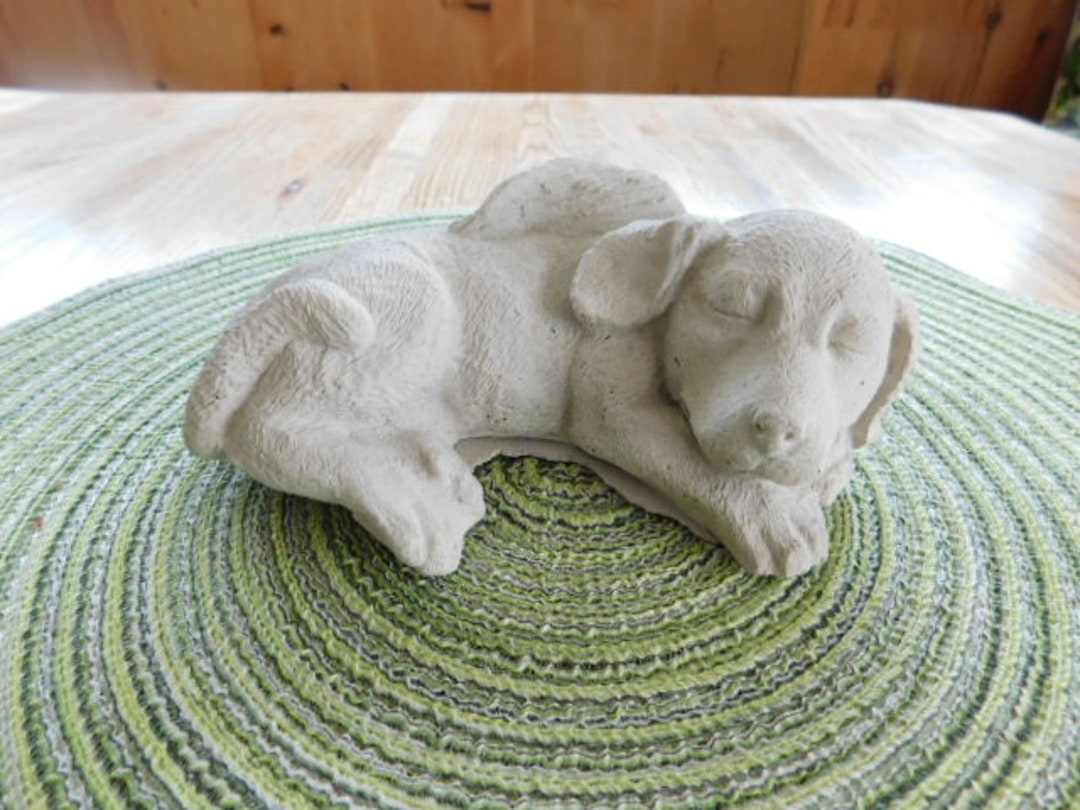 Concrete Dog Angel Memorial Statue Etsy