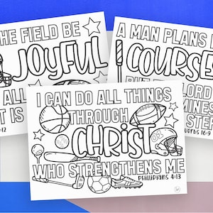 Sports Theme Bible Based Coloring Pages for Kids - Digital Download Ready To Print 8.5 x 11 - Bible Arts and Crafts - Multiple Sports