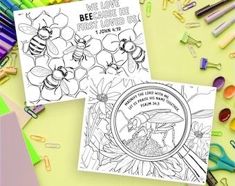 Insects Bug Butterfly Zoom Magnify God Coloring Pages - Digital Download - Ready to Print - Faith Based- Kids Fun Activity - Arts and Crafts
