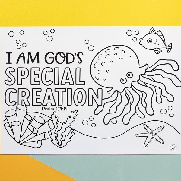 Ocean Themed Bible Based Coloring Pages - Activity for Kids - Bible Verses - Under the Sea- Ready to print - Arts Crafts - Digital Download