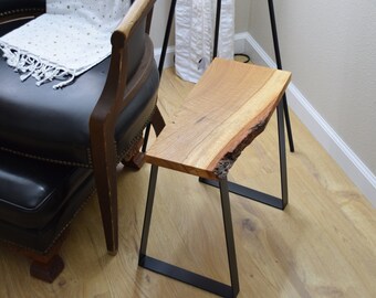 Half Live Edge End Table / Side Table / Plant Stand with trapezoid legs